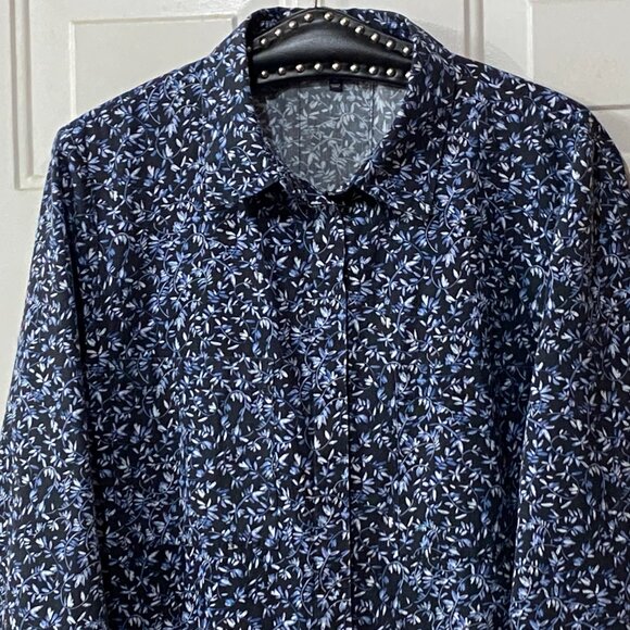 Lafayette 148 Women's Shirt Button Up Tunic Sz XL Long Sleeve Cotton Floral - Picture 2 of 11